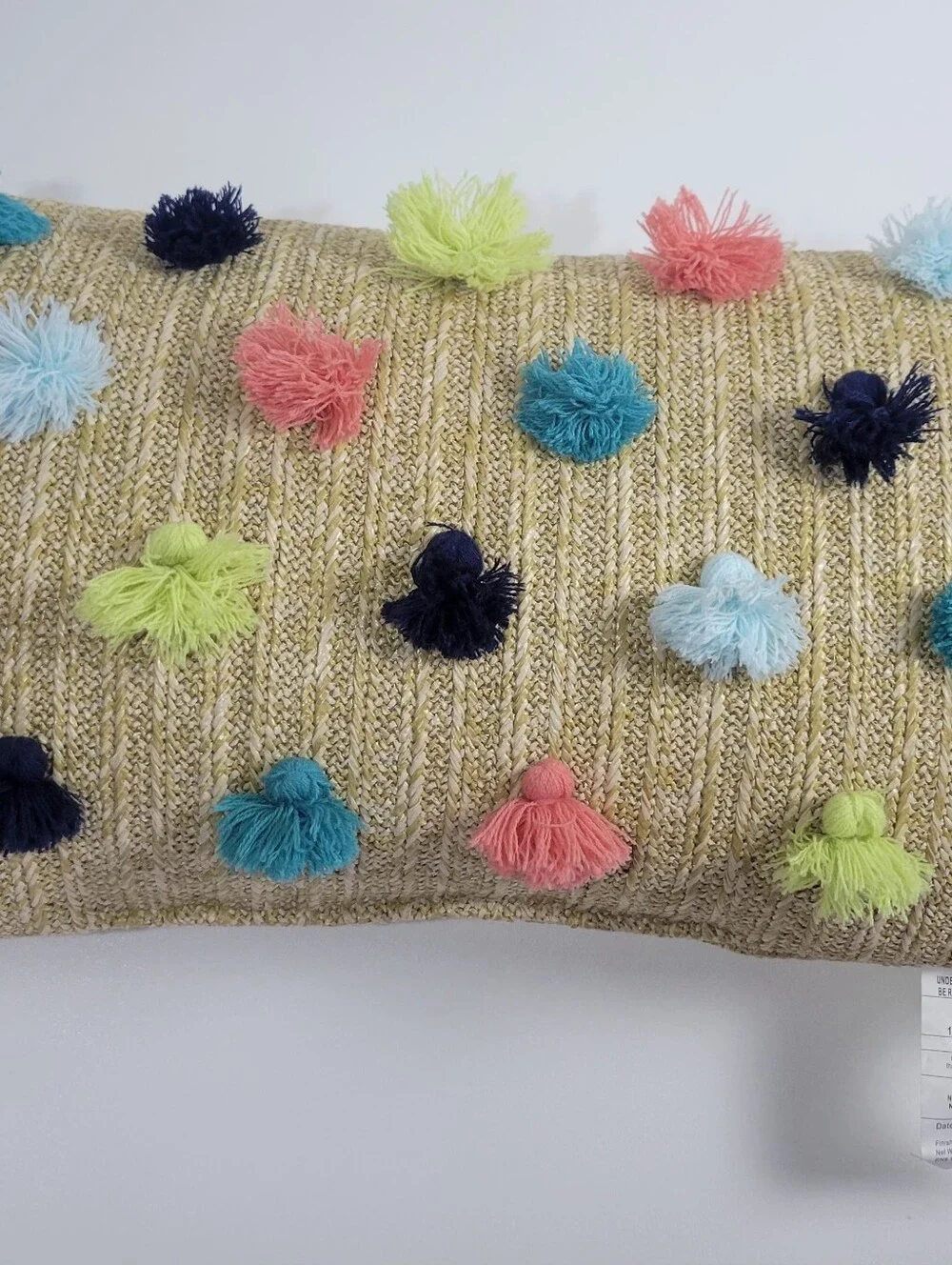 Tommy Bahama Indoor Outdoor Straw Pom Pom Throw Pillow